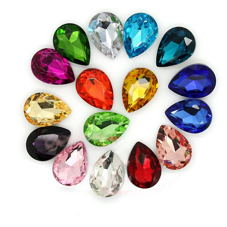 Tear Drop Loose Rhinestone Fancy Crystal In Pointed Back 10 Pcs 10x14mm
